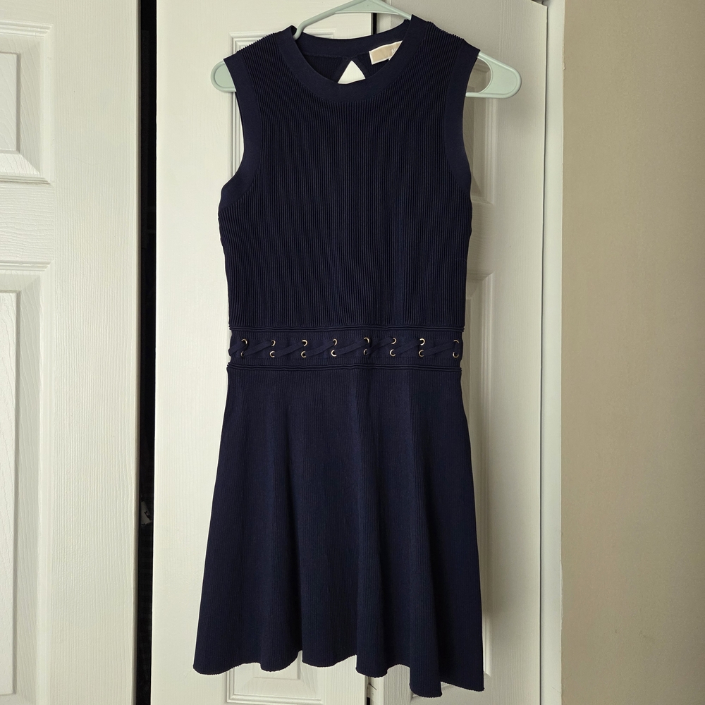 Michael Kors Navy Ribbed Dress